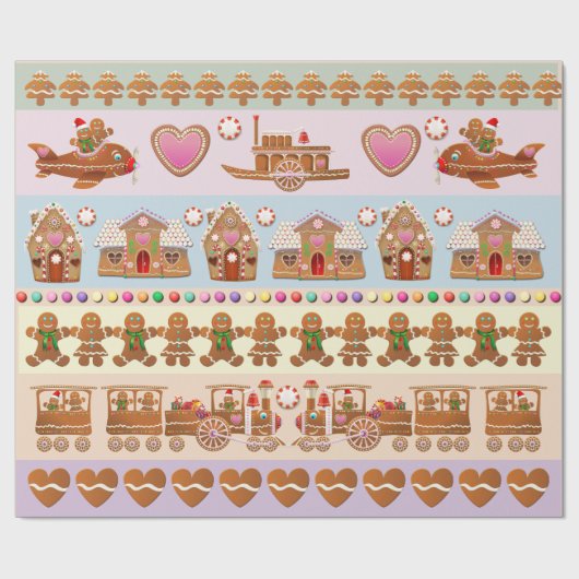 Schattigee Gingerbread kerstkoekjes Cadeaupapier (Vlak)