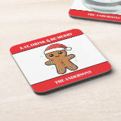 Schattigee Gingerbread Man aangepaste kerst Bier Onderzetter (Linkerzijde)