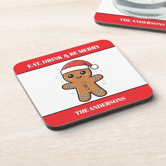 Schattigee Gingerbread Man aangepaste kerst Bier Onderzetter (Linkerzijde)