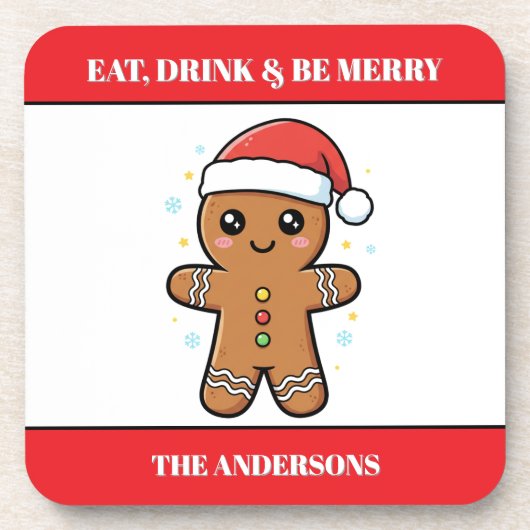 Schattigee Gingerbread Man aangepaste kerst Bier Onderzetter (Voorkant)