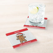 Schattigee Gingerbread Man aangepaste kerst Glazen Onderzetter (Schuin)