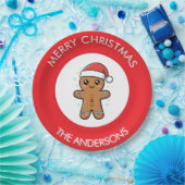 Schattigee Gingerbread Man aangepaste kerst Papieren Bordje (Feest)