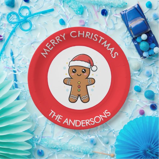 Schattigee Gingerbread Man aangepaste kerst Papieren Bordje (Feest)