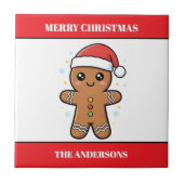 Schattigee Gingerbread Man aangepaste kerst Tegeltje (Voorkant)