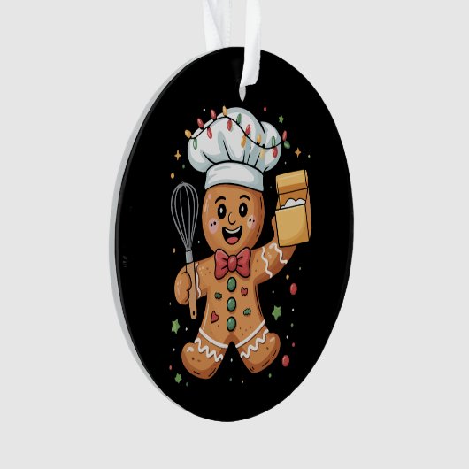 Schattigee Gingerbread Man Baker Christmas Chef Ba Ornament (voorkant)