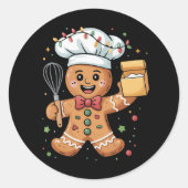 Schattigee Gingerbread Man Baker Christmas Chef Ba Ronde Sticker (Voorkant)
