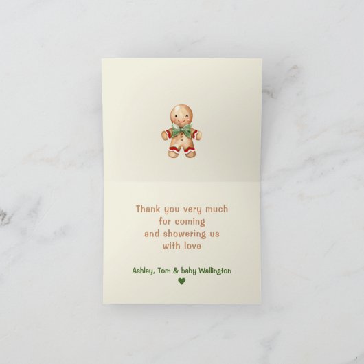Schattigee Gingerbread Man Boy Christmas Baby show Bedankkaart (Binnen)