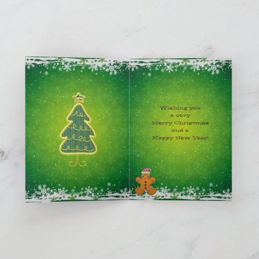 Schattigee Gingerbread Man & Christmas Lights Kaar Feestdagen Kaart (Binnen)