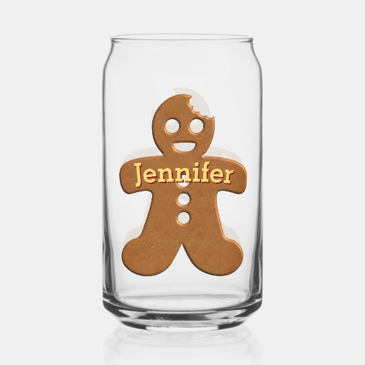 Schattigee Gingerbread Man Cookie Christmas Can Gl Blikvorm Glas (Voorkant)