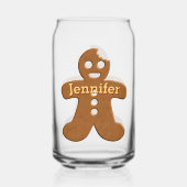 Schattigee Gingerbread Man Cookie Christmas Can Gl Blikvorm Glas (Achterkant)