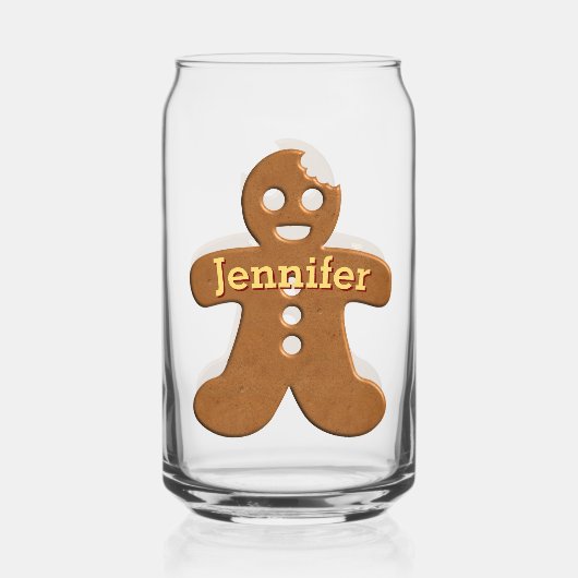 Schattigee Gingerbread Man Cookie Christmas Can Gl Blikvorm Glas (Achterkant)