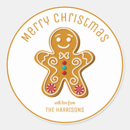 Schattigee Gingerbread Man Cookies Kerst Ronde Sticker