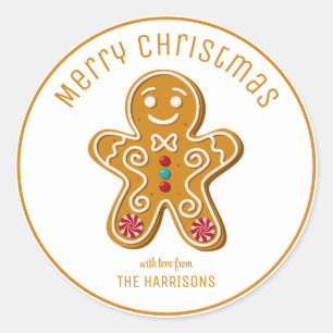 Schattigee Gingerbread Man Cookies Kerst Ronde Sticker