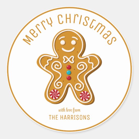 Schattigee Gingerbread Man Cookies Kerst Ronde Sticker (Voorkant)