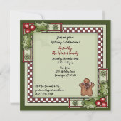 Schattigee Gingerbread Man en Holly Christmas Part Kaart (Achterkant)