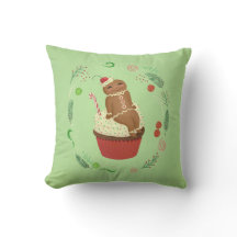 Schattigee Gingerbread Man Green Sierkussen