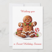Schattigee Gingerbread Man Kerst Flat Vakantie Kaa Feestdagenkaart (Voorkant)