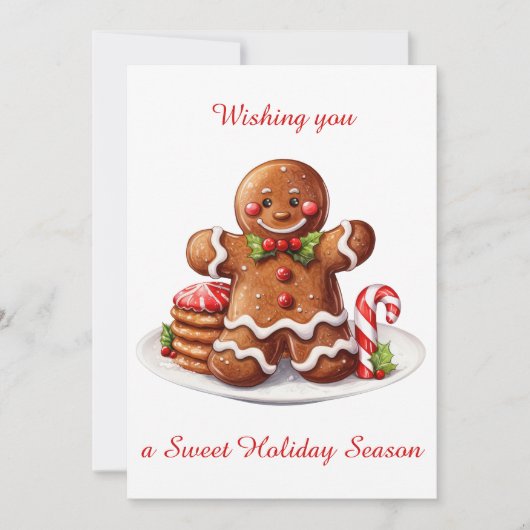 Schattigee Gingerbread Man Kerst Flat Vakantie Kaa Feestdagenkaart (Voorkant)