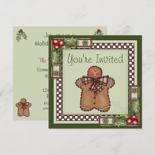 Schattigee Gingerbread Man kerstfeest Kaart (Voorkant / Achterkant)