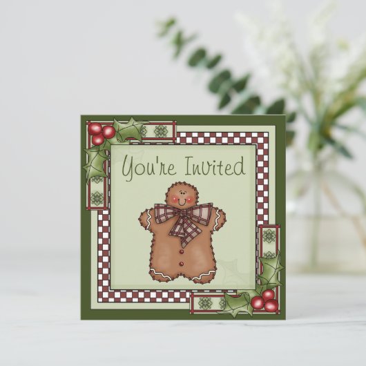Schattigee Gingerbread Man kerstfeest Kaart (Staand voorkant)