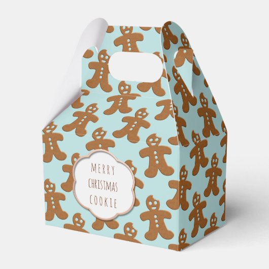Schattigee Gingerbread Man Kerstkoekjes Favoriete  Bedankdoosjes (Voorkant Zijde)
