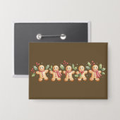 Schattigee Gingerbread Man Kerstvakantie Baker Gif Button (Voorkant / Achterkant)