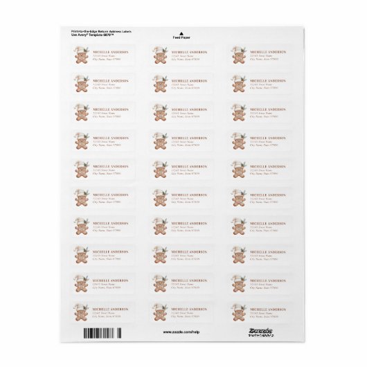 Schattigee Gingerbread Man Retour Adreslabels Etiket (Full Sheet)