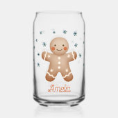 Schattigee Gingerbread Man Snowflakes Naam Kerst Blikvorm Glas (Voorkant)