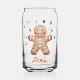 Schattigee Gingerbread Man Snowflakes Naam Kerst Blikvorm Glas