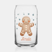 Schattigee Gingerbread Man Snowflakes Naam Kerst Blikvorm Glas (Achterkant)