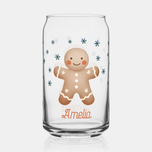 Schattigee Gingerbread Man Snowflakes Naam Kerst Blikvorm Glas (Achterkant)