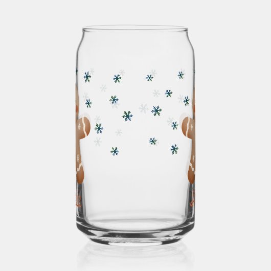 Schattigee Gingerbread Man Snowflakes Naam Kerst Blikvorm Glas (Rechts)