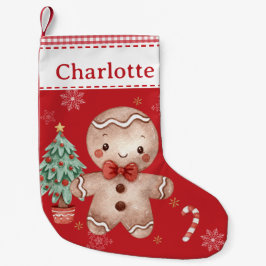 Schattigee Gingerbread Man Tree Candy Cane Red Gin Kleine Kerstsok