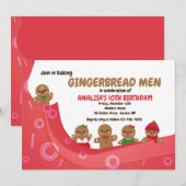Schattigee Gingerbread Men Invitation Kaart (Voorkant / Achterkant)