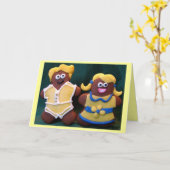 Schattigee Gingerbread Paar bruiloft Kaart (Gele Bloem)