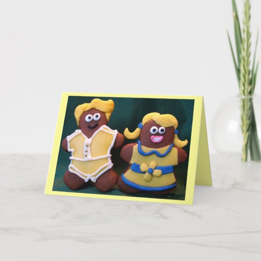 Schattigee Gingerbread Paar bruiloft Kaart (Voorkant)