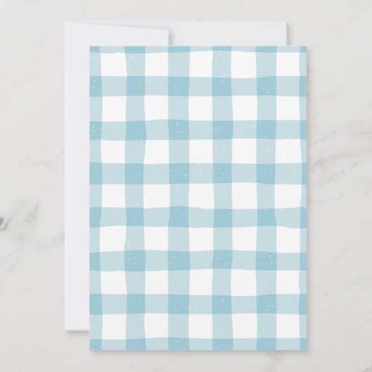 Schattigee Gingham Baby is Brouwen Douche Uitnodig Kaart (Achterkant)
