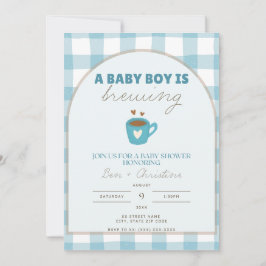 Schattigee Gingham Baby is Brouwen Douche Uitnodig Kaart