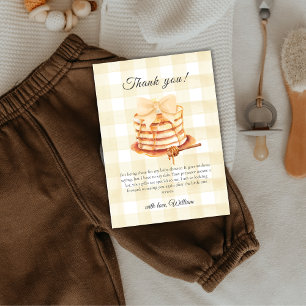 Schattigee Gingham Bow Pannenkoek Brunch Baby show Bedankkaart
