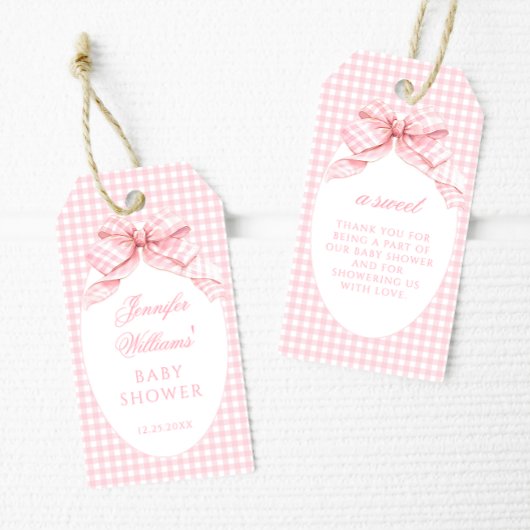Schattigee Gingham Bow Sweet Baby Girl Shower Dank Cadeaulabel
