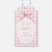 Schattigee Gingham Bow Sweet Baby Girl Shower Dank Cadeaulabel (Voorkant)