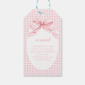 Schattigee Gingham Bow Sweet Baby Girl Shower Dank Cadeaulabel (Achterkant)