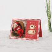Schattigee Gingham Check Familie Kerstfoto Kaart (Voorkant)