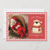 Schattigee Gingham Check Familie Kerstkaart (Voorkant)