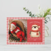 Schattigee Gingham Check Familie Kerstkaart (Staand voorkant)