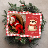 Schattigee Gingham Check Familie Kerstkaart