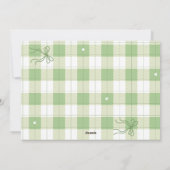 Schattigee Gingham Green Plaid Custom Photo Holida Feestdagenkaart (Achterkant)