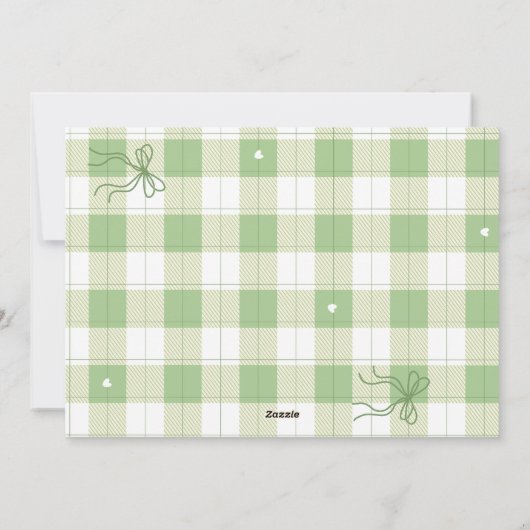 Schattigee Gingham Green Plaid Custom Photo Holida Feestdagenkaart (Achterkant)