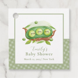 Schattigee Gingham Greenery Sweet Pea In Pod Baby  Bedankjes Labels