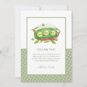 Schattigee Gingham Greenery Sweet Pea In Pod Baby  Bedankkaart (Voorkant)